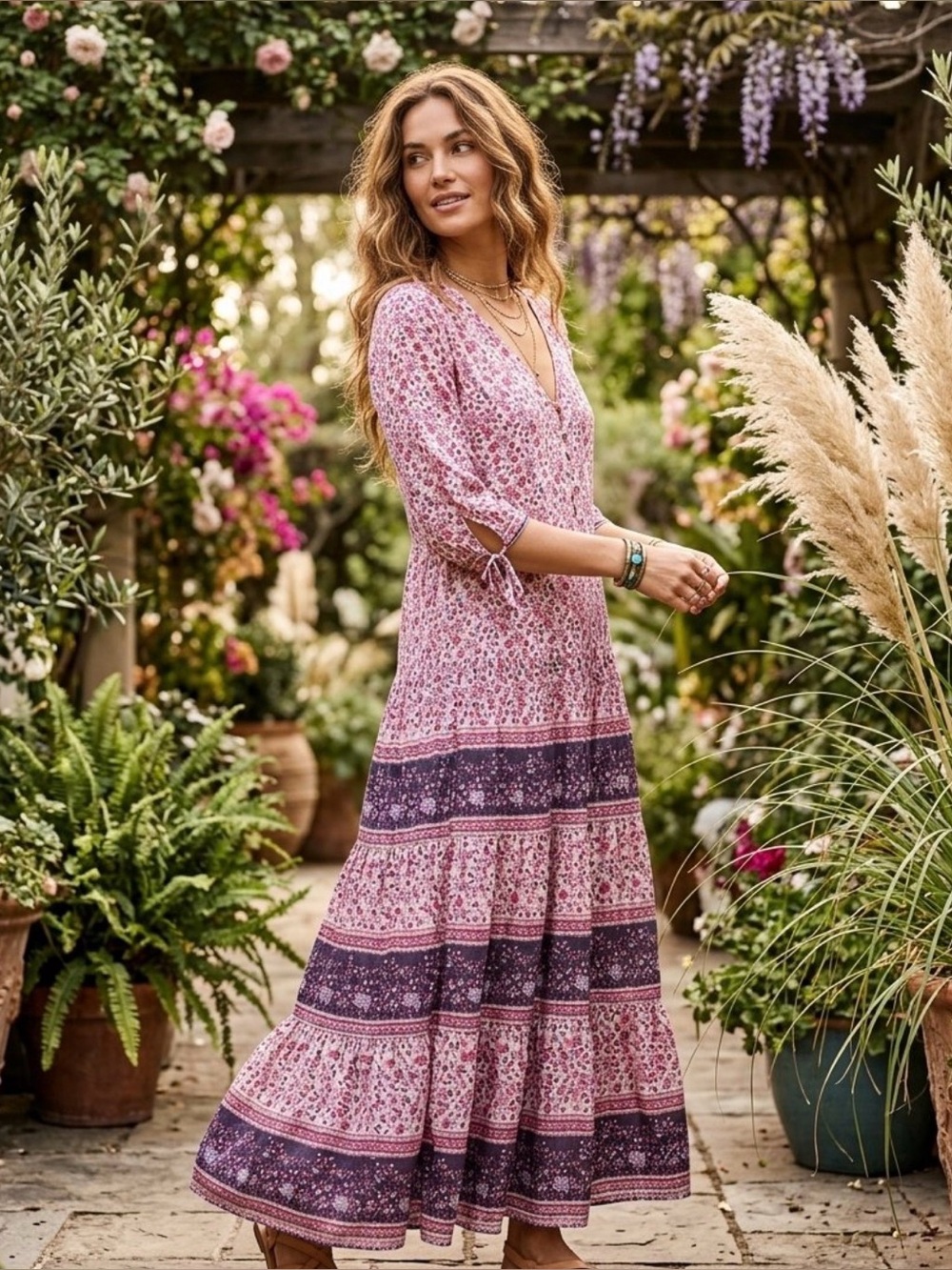 Alicia Bell Veronica Maxi Dress in Pink Floral - XS
